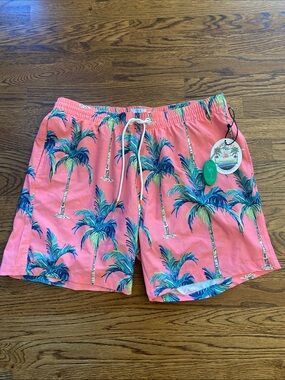 Free Planet Coral Palm Print Swim Trunks XLarge, NWT, Beach, Swimwear, Tropical